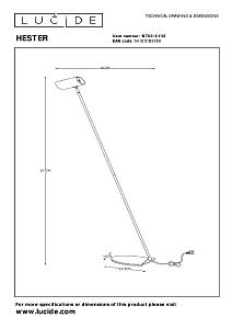 Торшер наклонный Hester 19700/01/30 Lucide